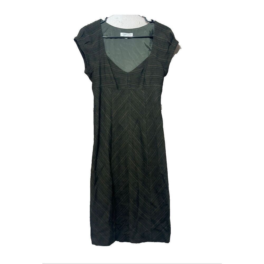 Margaret O'Leary Dark Green Zigzag Short Sleeve Dress Women's XS